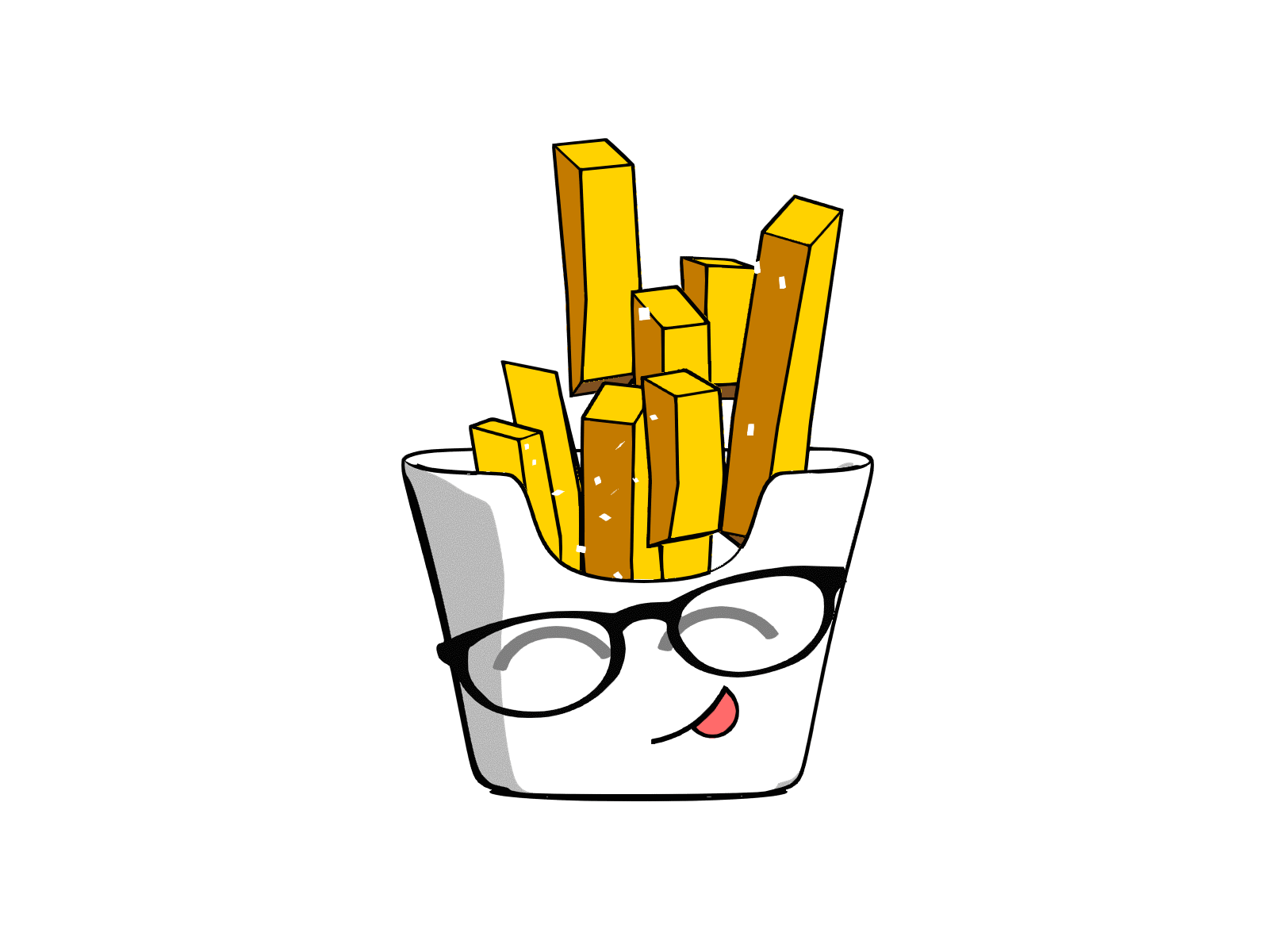 FRY FRY animation branding cartoon clothing design fast food food french fries gif graphic design illustration logo loop merch motion graphics potatos salty vector