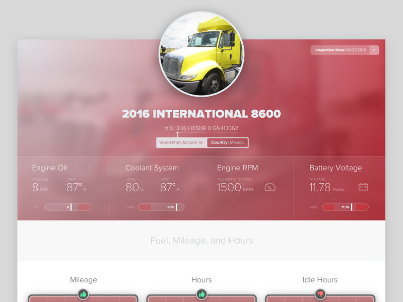 Insights inspections semi truck transportation ui ux vehicle history