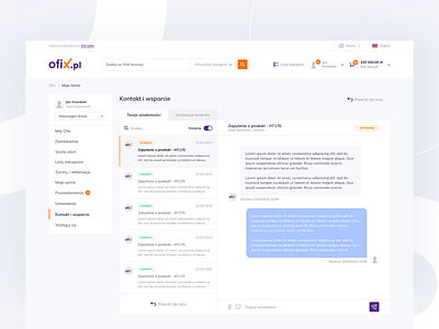 Ofix - Messages account account settings chat dashboad dashboard design design ecommerce inbox message minimal platform send shop support ui ux