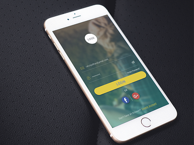 Login Screen account blur facebook google ios login social ui