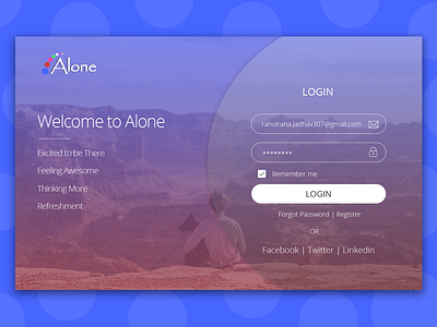 Alone Login alone design excited login refresh thinking ui ux web