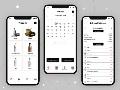 Provilac - Milk Delivery app business design ios mobile app ui ux