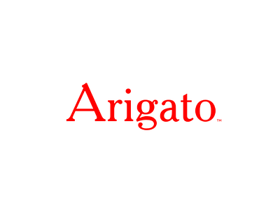 Arigato logo minimal red typo