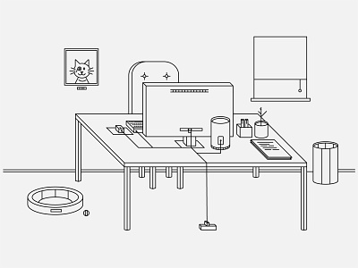 Desk illustration adobe design flatdesign illustration lineart