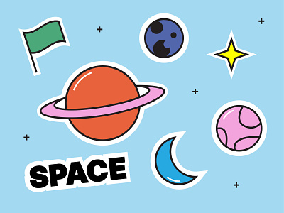 Space Stickers design illustration illustrator line space sticker