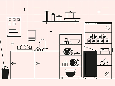 Kitchen Illustration graphic illustration kitchens line art minimal vector