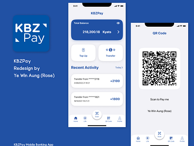 KBZPay Redesign by Ye Win Aung (Rose) app mobile banking ui ux