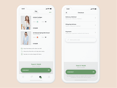 Bestseller App - Bag & Checkout android app bag brand checkout clean clothing design ecommerce fashion ios mobile purchase ui ux