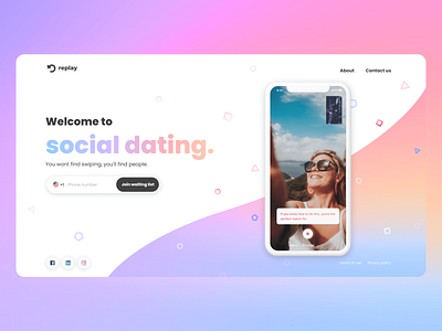 Replay website design app branding clean color dating design landing mobile replay social ui ux web website