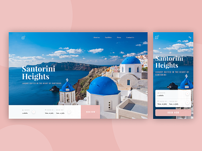 Santorini Heights - Landing airbnb booking clean design desktop greece hotel inspiration landing luxury mobile santorini suites travel ui ux web website
