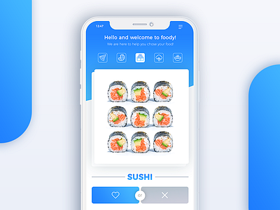Foody App UI Design app food iphonex minimalistic sushi tinder ui ux vukojicic white