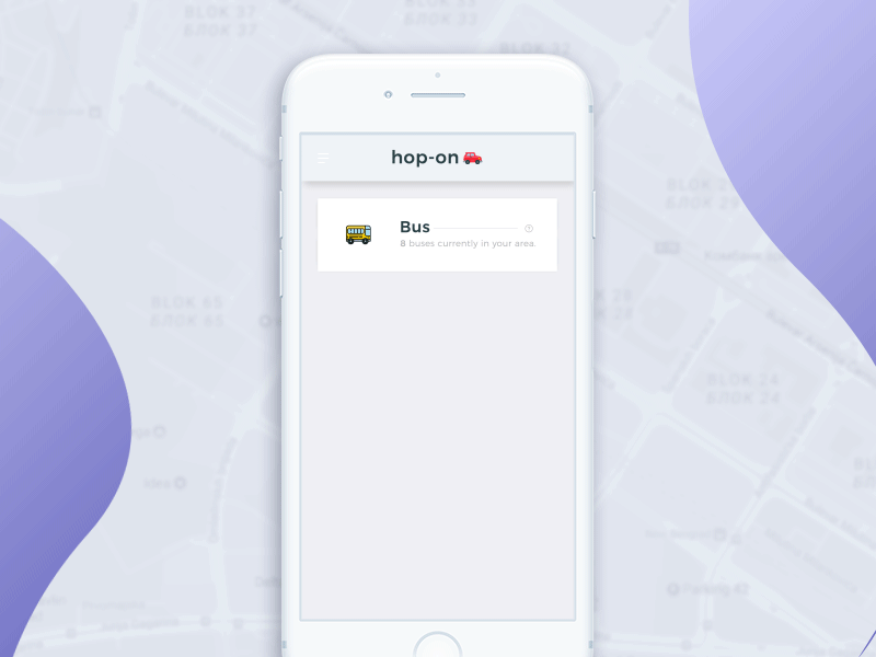 hop-on 2 App UI/UX Design after effects animation app gif iphone minimalistic transport travel ui ux white