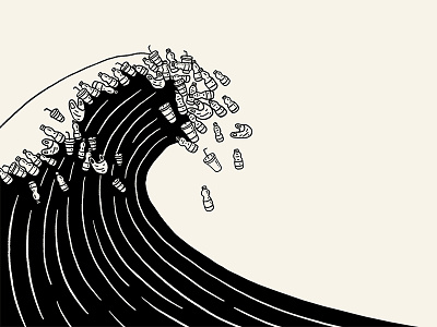 Wave of habits. art art print climate change design hokusai illustration illustrator inking no plastic ocean plastic wave sustainability wave