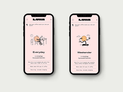 Luna Coffee Mobile Website Illustrations