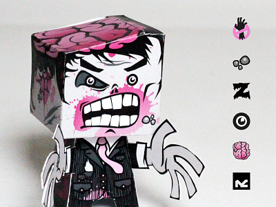 Zombie paper toy character design illustration paper toy papertoy zombie