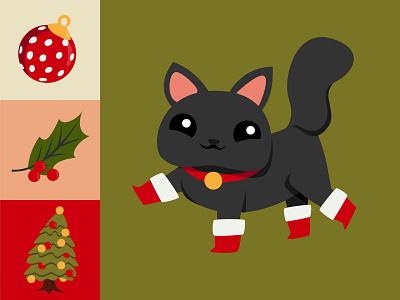 Christmas illustrations cat christmas illustration kawaii vector
