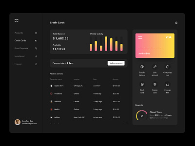 Credit Card Page Concept bank bank app bank card banking banking site bankingapp card card design cards cards design cards ui concept credit card credit cards dark mode dark theme dark ui finance fintech kuwait