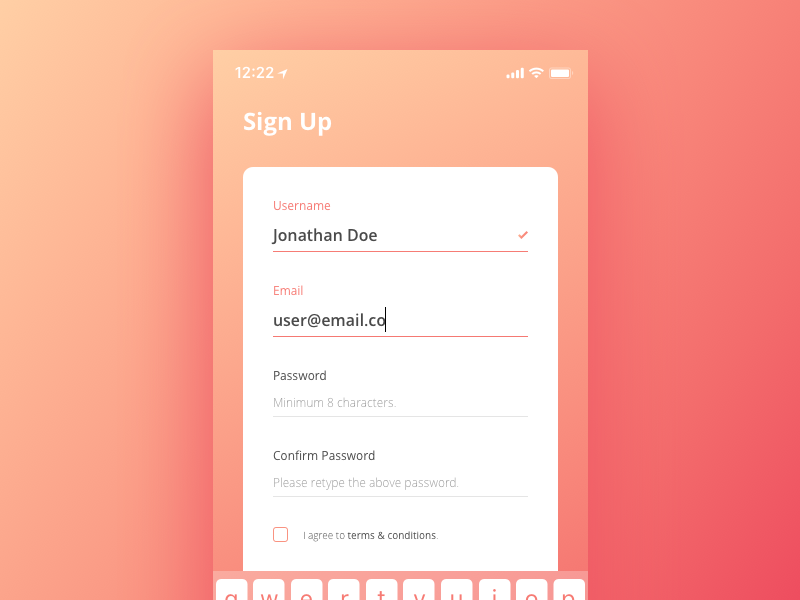 Sign Up Form by Taha Fakhruddin on Dribbble