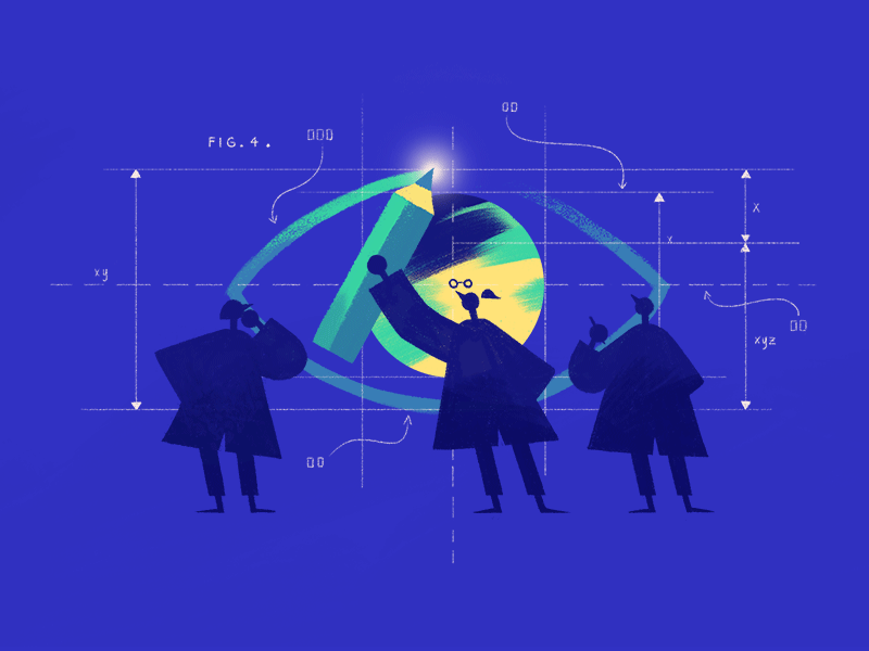 Warm-up illustration draw pencil doctor medicine medical lab blueprint tech animation motion design