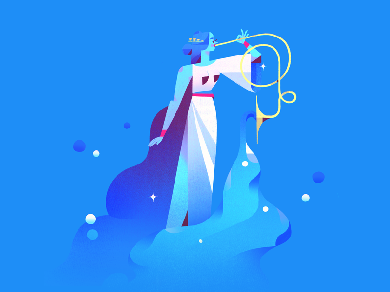 Tarot goddess horn music illustration draw digital design characterdesign tarot animation ae 2d