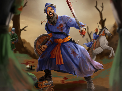 Sikh Warrior digitalartwork digitalpainting fight gazabmedia illustration indian punjab punjabart punjabiartist rajwansh art sikh sikhwarrior singh trendingdesigns warrior
