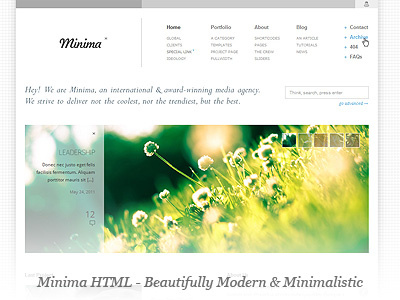 Minima HTML - Beautifully Modern & Minimalistic bright clean contact corporate creative html jquery minimal minimalistic modern php portfolio professional quicksand sophisticated theme themeforest