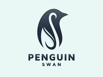 Penguin and Swan Negative Space Logo Design branding design illustration logo negativespace vector