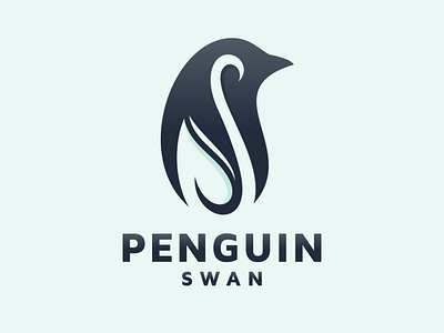 Penguin and Swan Negative Space Logo Design