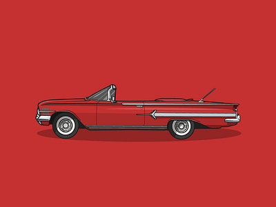 1960 Chevrolet Impala Convertible chevrolet flatart flatdesign illustration impala retrocars uscars vector