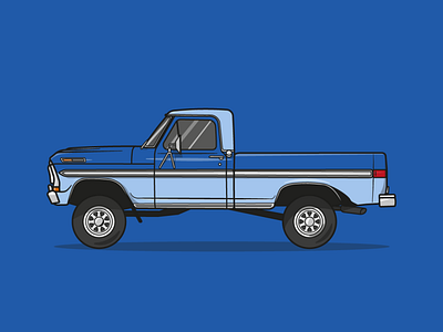 Ford F-100 Illustration Flat Art car flatart flatdesign ford graphic design illustration poster print uscar vector