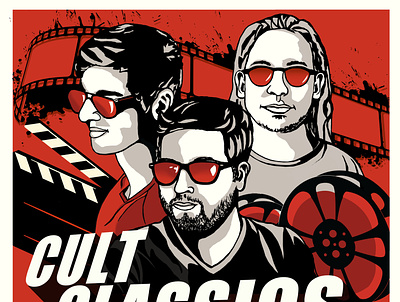Cult Classics Podcast cover art illustration vector