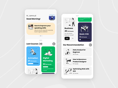 Concept design for E Learning app.