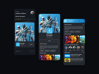 Design concepts for the latest Game News app design gaming ui ux