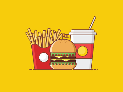 Fastfood burger drink eat fastfood food friedfries illustration illustrator