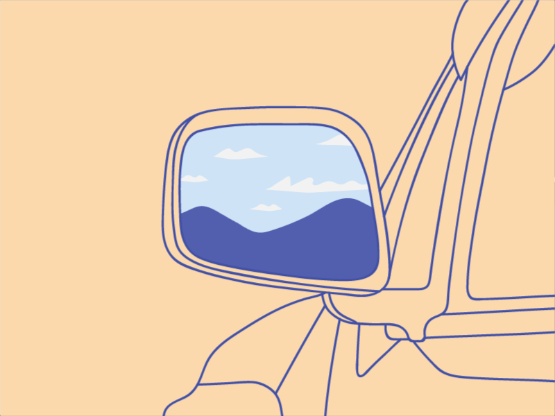 Objects Are Closer Than They Appear after effects animation car clouds gif mirror mountains