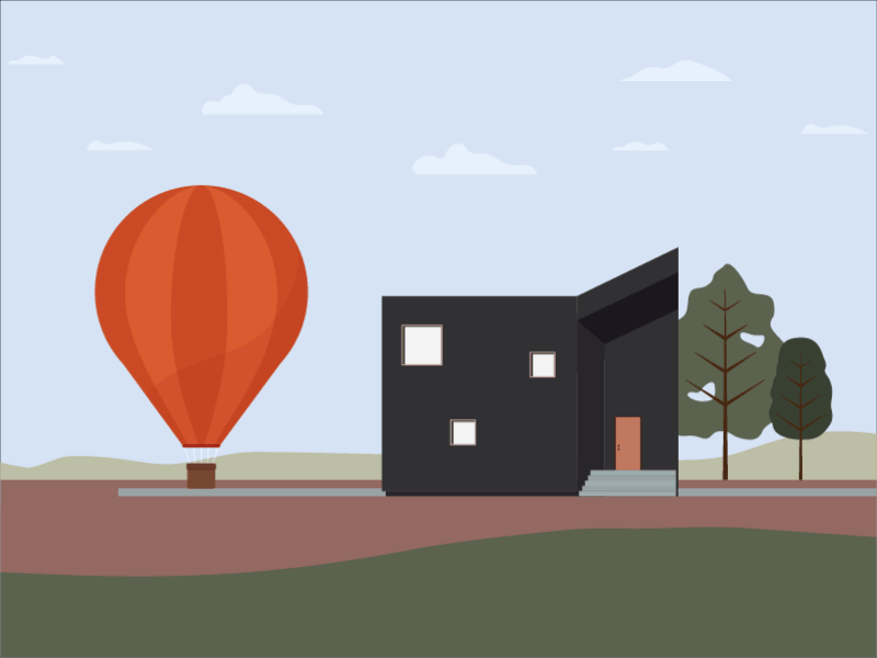Hot Air Balloon Ride after effects air animation architecture balloon gif house sky