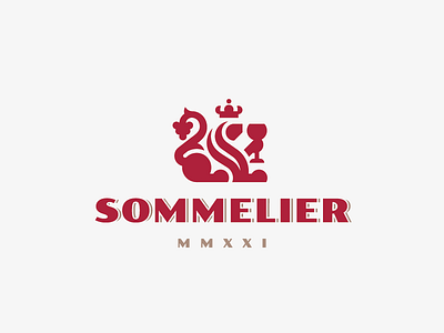 Sommelier leo lion logo wine