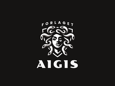 Forlaget Aigis gorgon logo medusa gorgon