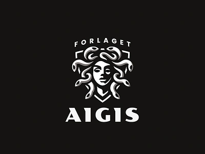 Forlaget Aigis gorgon logo medusa gorgon