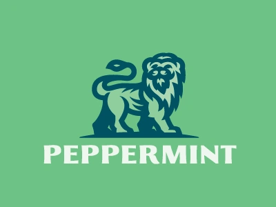 Peppermint leo lion logo mint