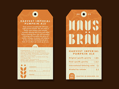 Haus Brau Label beer fall gourds label leaves pumpkin type