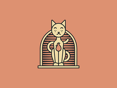 Firecat cat illustration window