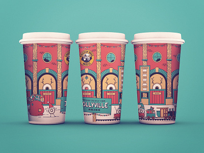 EBB Jollyville Cup #1 bagels christmas coffee illustration lights presents wood