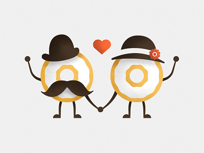Bagel Couple bagel couple flower hat heart mustache romantic valentine
