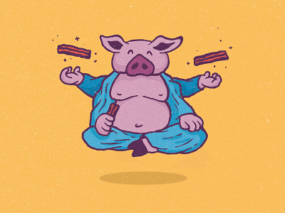 Bacon Buddha bacon illustration magic pig