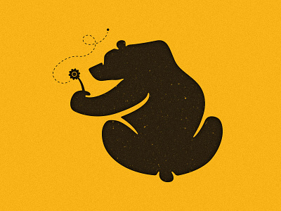 Curious Bear bear bee buzz flower illustration