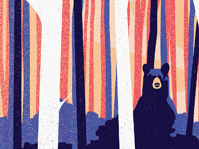 Colorado aspen bear forest illustration