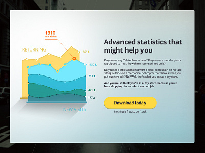 Visits vs Returning Graphs analytics clean design download flat graph graphic infographic returning shadow stats visits