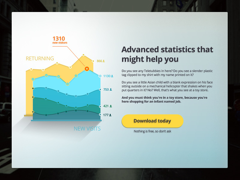 Visits vs Returning Graphs infographic graph flat design stats clean shadow download visits returning analytics graphic