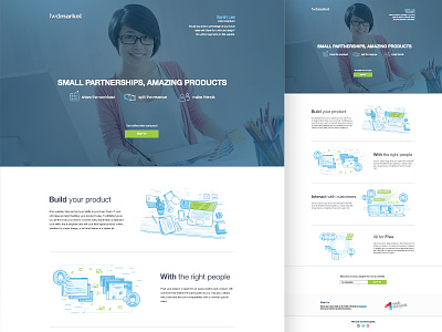 Fwdmarket Landing Page with Illustrations clean community design illustration landing page market modern partners product site startup